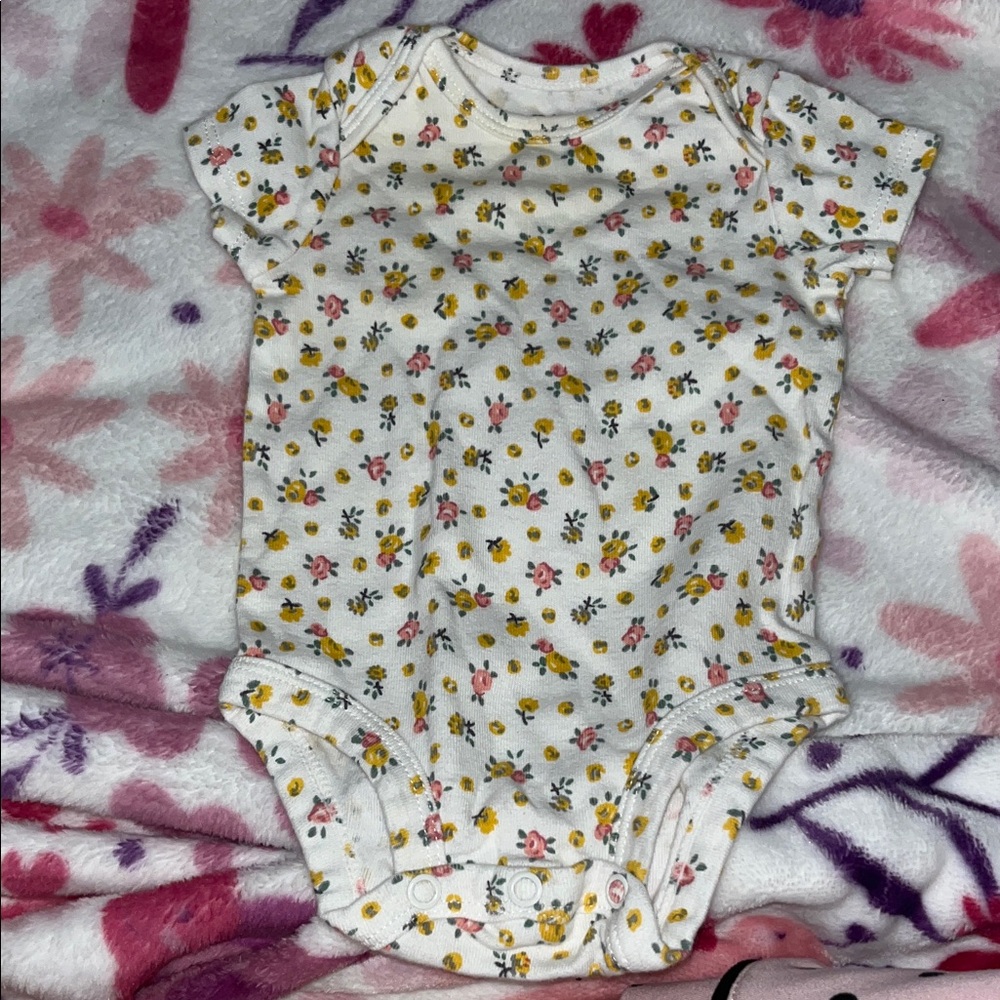 Carter's Floral Print One Piece - White, Pink, Yellow